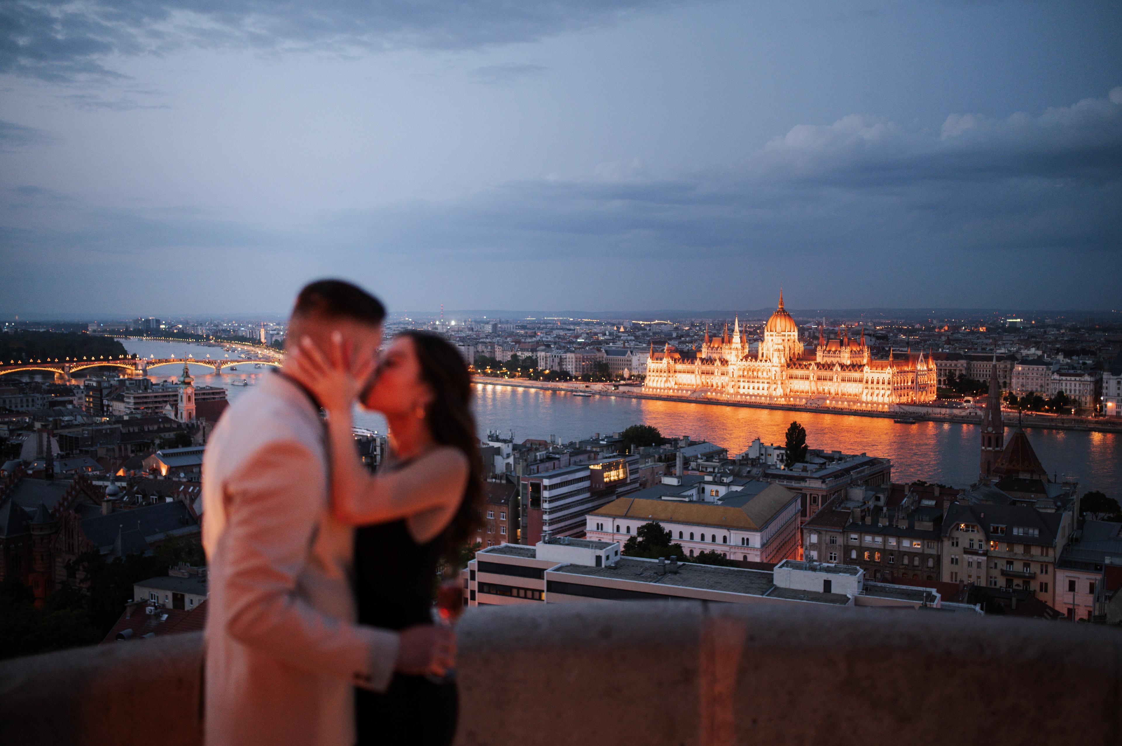 Nicolas and Tamara overlooking Budapest